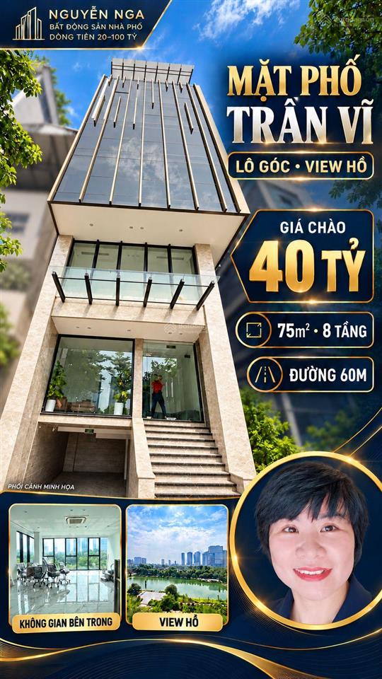 40 tỷ tòa nhà mặt phố trần vĩ, lô góc view hồ
điểm nhấn nằm ở vị trí mặt đường 60m, lô góc thoán