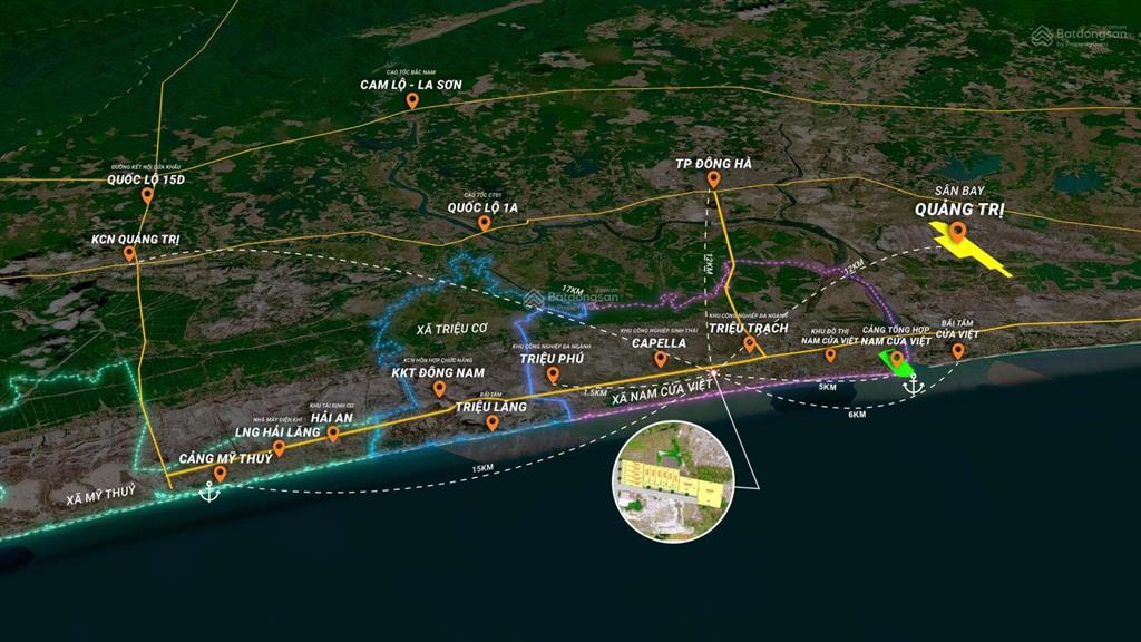 Đất đẹp nam cửa việt 572m, thổ cư 499.6m (chia sẵn 3 bìa), sát biển, sổ sẵn