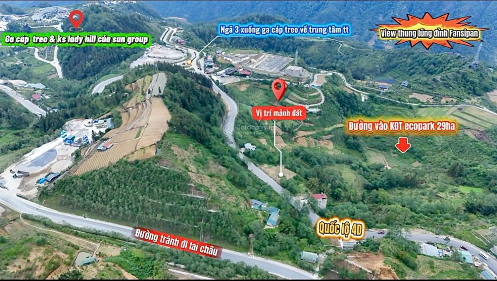 Đất rộng mặt đường ql4d điện biên phủ sapa ngay ngã 3 cáp treo fansipan view tỷ đô