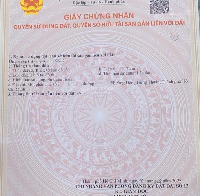 Bán gấp lô đất 10m x 12m, hẻm xe hơi tránh. 6,9 tỷ giáp trường chinh