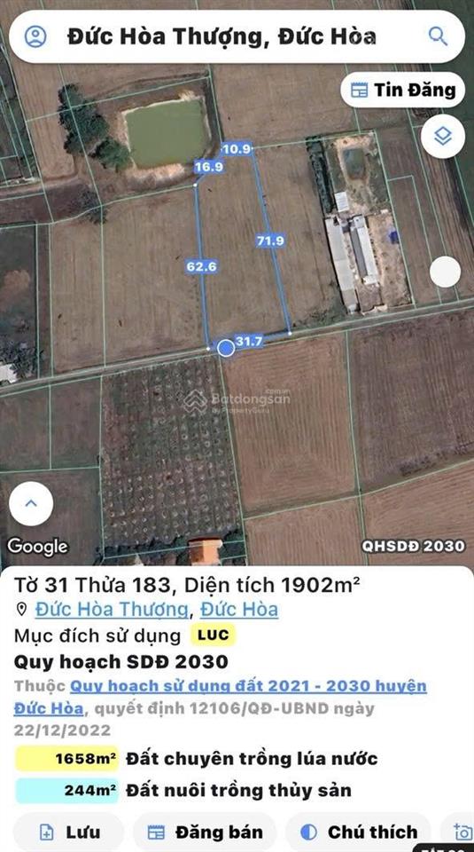 Bán đất tại đức hoà  long an, 3,5 tỷ, 2000m2 giá tốt hàng hiếm