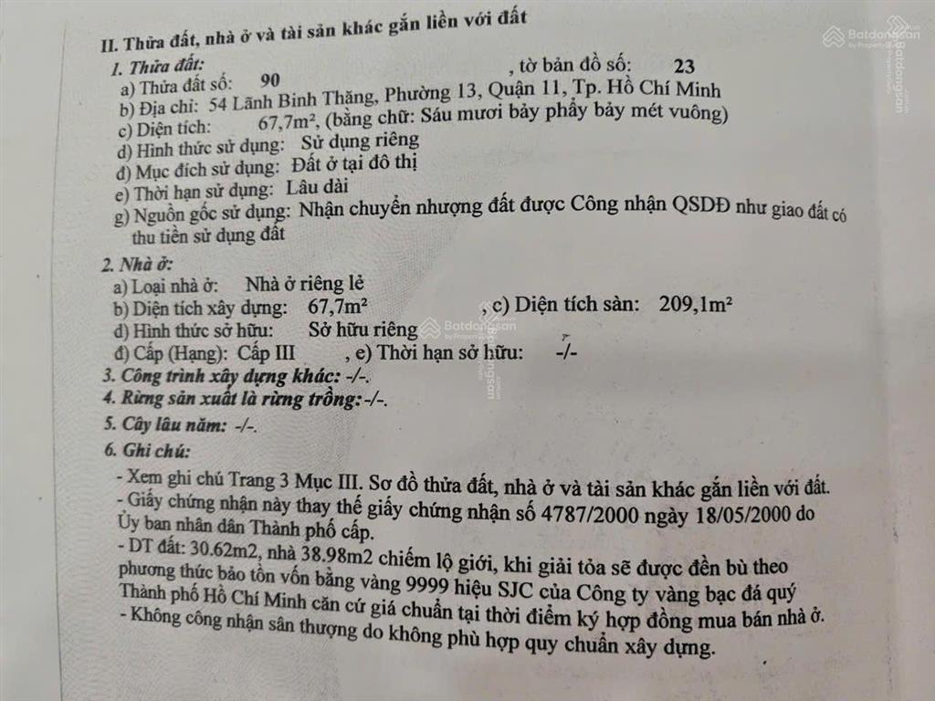 Bán nhà góc 2 mặt tiền  54 lãnh binh thăng, quận 11  gía hạ còn 16 tỷ