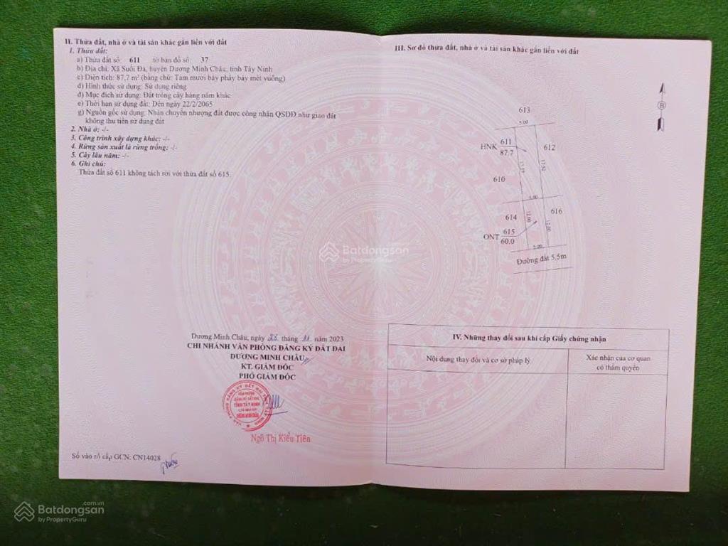 Kẹt tiền cần bán gấp lô đất ở suối đá, dương minh châu tây ninh, sổ hồng riêng công chứng ngay