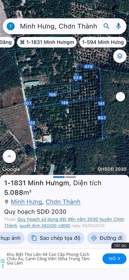 Chính chủ cần bán 5.000m2 đất vườn tại khu phố 6, minh hưng, chơn thành, bình phước