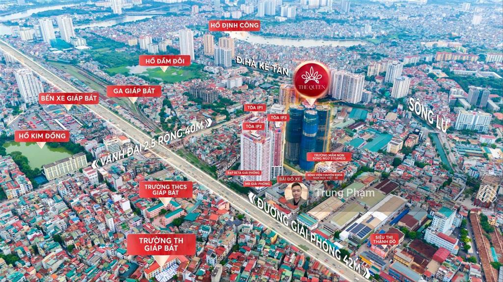 Quỹ căn trực tiếp cdt dự án the queen 360 giải phóng, dt 76m2. full nội thất, ck lên đến 15%