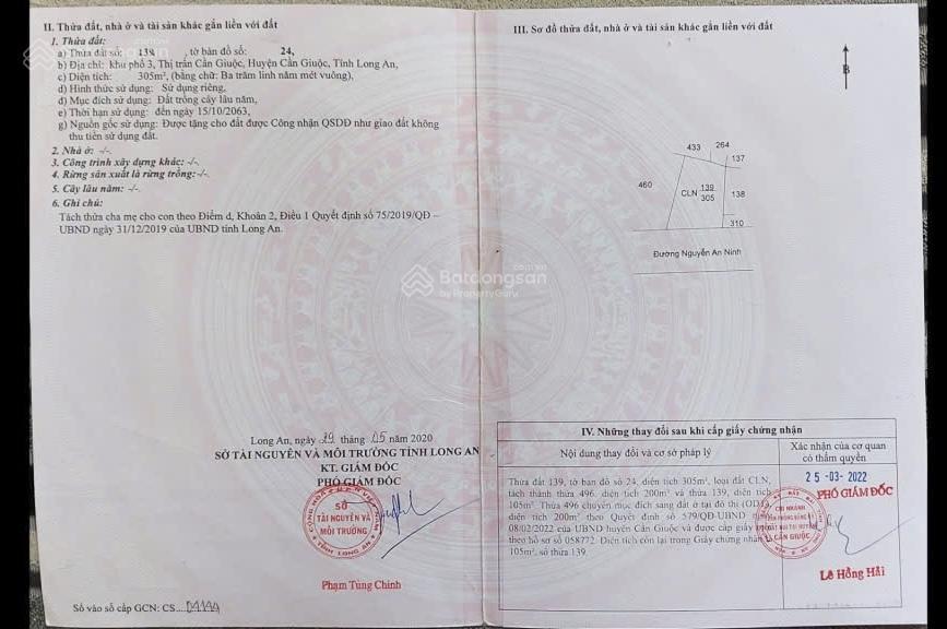 Bán đất thổ cư thị trấn cần giuộc, mặt tiền đường nguyễn an ninh. diện tích 573m2