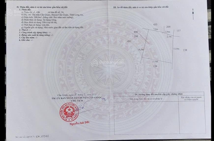 Bán đất thổ cư thị trấn cần giuộc, mặt tiền đường nguyễn an ninh. diện tích 573m2