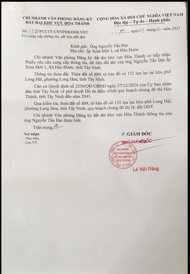 Bán đất, ngô quyền, long hoa, hòa thành, 1,8 tỷ, 364m², (giảm mạnh cho người mua thiện chí)