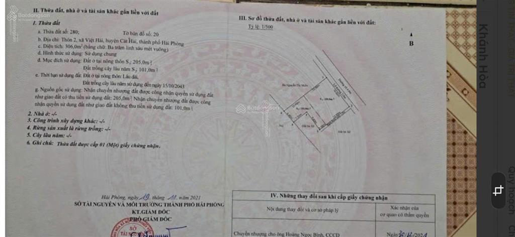 Bán đất thổ cư đẹp tại thị trấn cát bà, 2,9 tỷ, 306m2, nhiều tiện ích