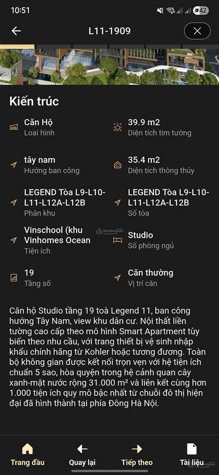 Chính chủ cần bán căn studio 35m² tại sunshine legend city.