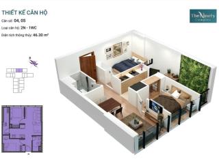 Suất ngoại giao căn 2 ngủ nhỉnh 5 tỷ vào tên hđmb với cđt, hỗ trợ vay 70% the ninety complex