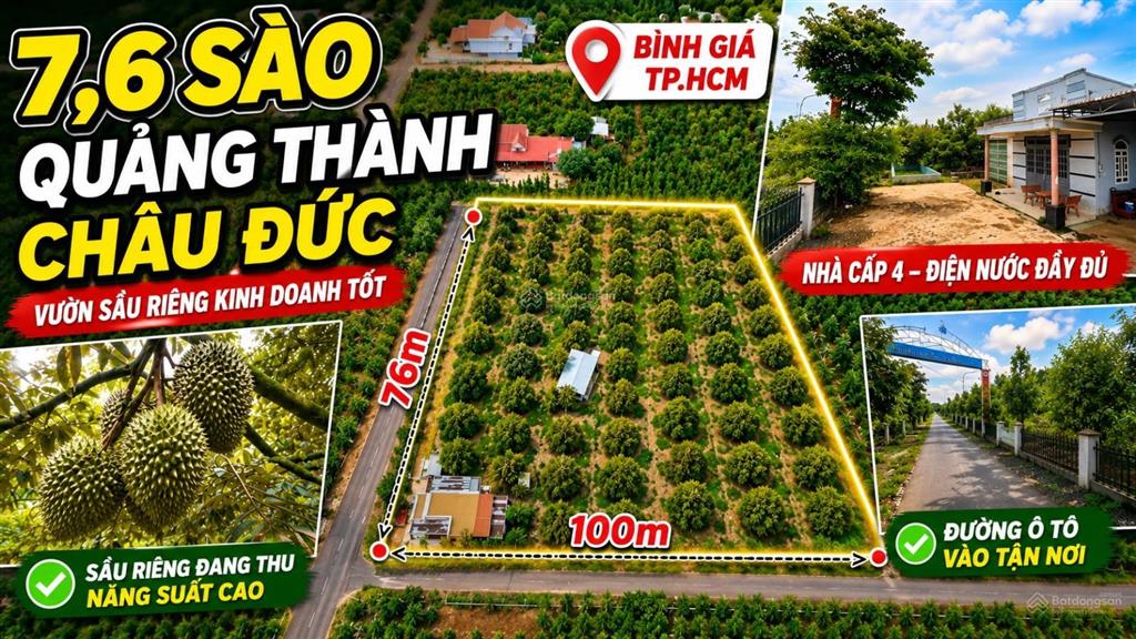 Bán mảnh đất vườn cây ăn trái sầu riêng 2 mặt tiền