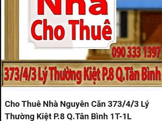 Cho thuê nhà nguyên căn 373/4/3 lý thường kiệt, tân bình 1 trệt 1 lầu, 2 phòng ngủ, 2wc