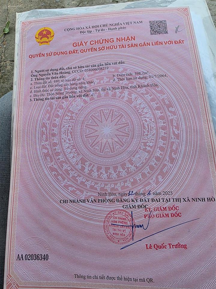 Chính chủ cần bán đất vườn thổ cư ninh hòa phù hợp chia 2 lô