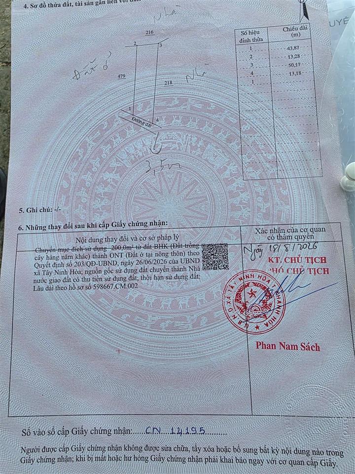 Chính chủ cần bán đất vườn thổ cư ninh hòa phù hợp chia 2 lô
