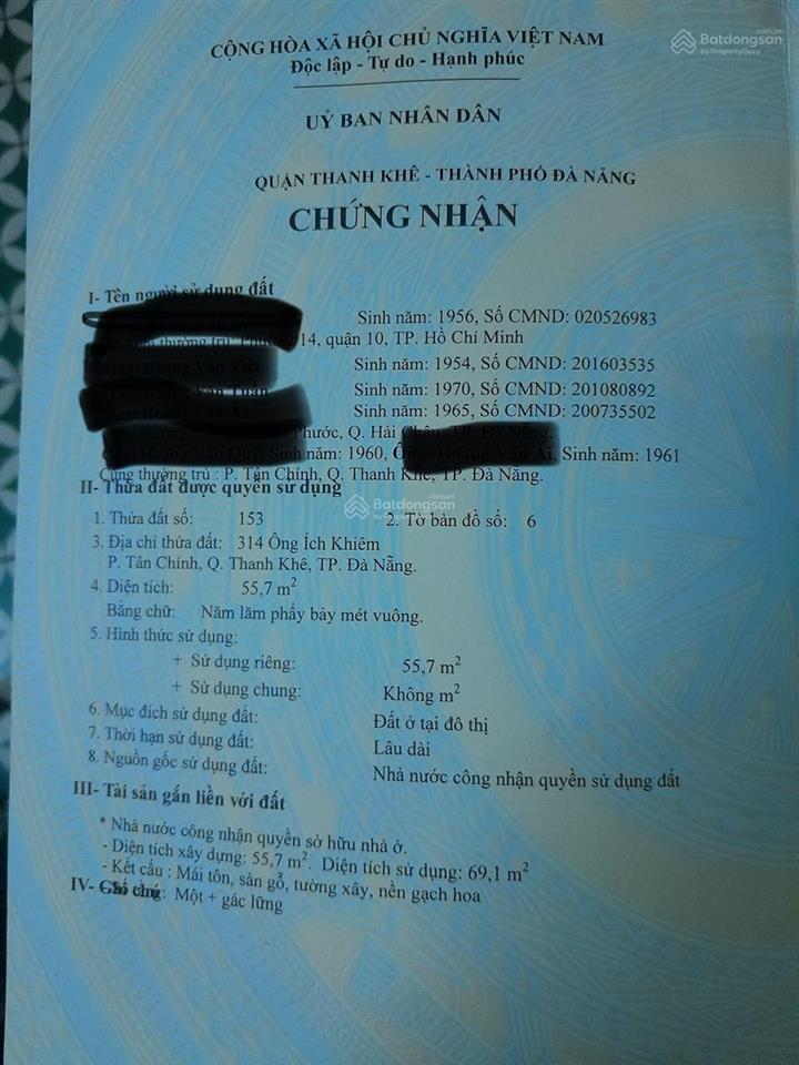Bán nhà mặt phố 314 ông ích khiêm, 19 tỷ, 55.7m2, đà nẵng