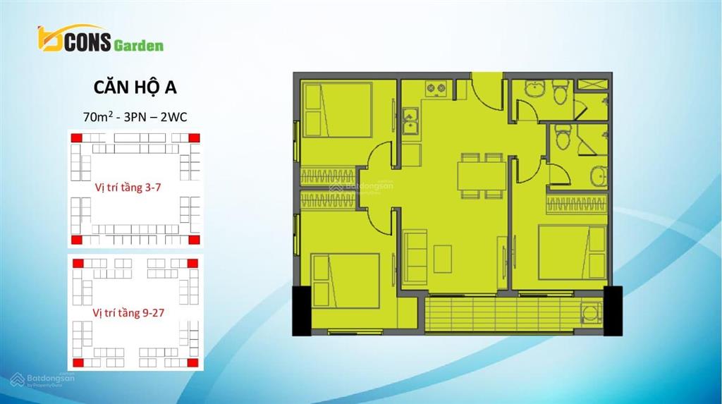 Chính chủ gửi bán gấp 3pn/2wc bcons garden 70m² full nội thất 2 tỷ 450