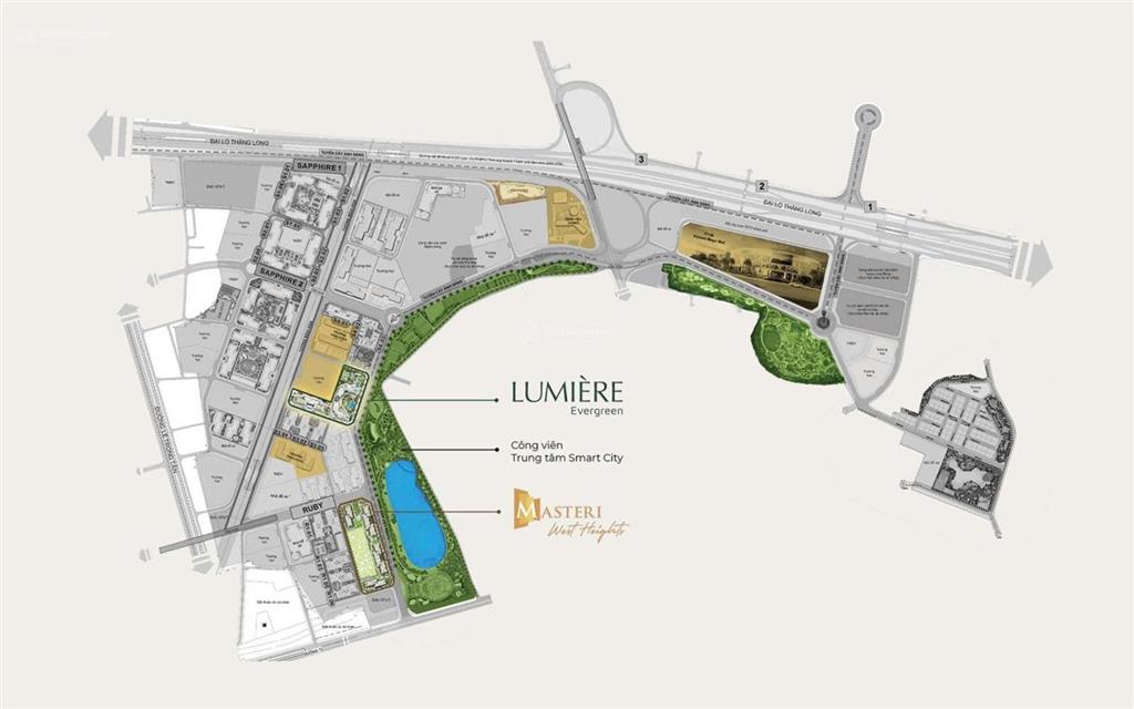 Cực vip, cực hiếm căn đập thông dt 153m2 tòa a1 lumiere evergreen  vinhomesmart city