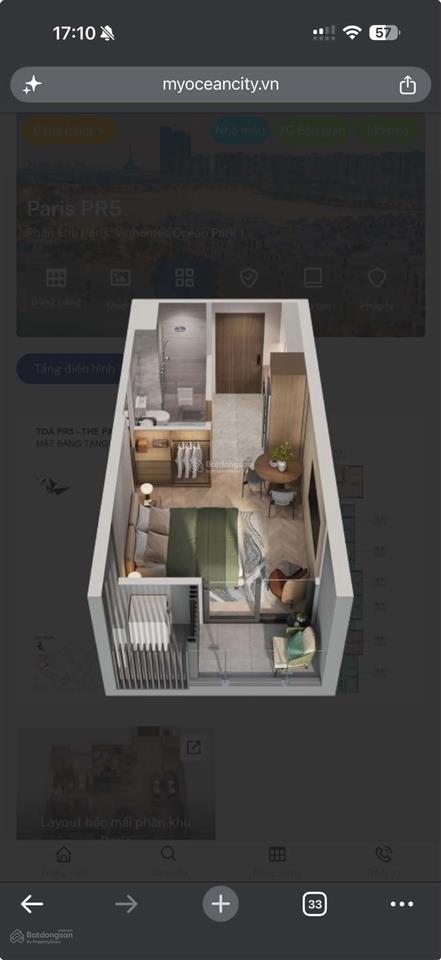 Chính chủ bán căn studio vinhomes ocean park 1 the paris pr5