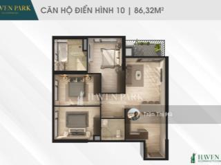 Bán căn hộ h1.1x10 haven park ecopark 87m², 3 mặt thoáng, view sông hồng, có dòng tiền 12tr/tháng