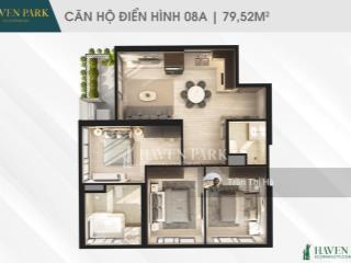 Bán căn hộ h2.2x08a haven park 78,52m², view biệt thự đảo, 3 mặt thoáng, đang cho thuê