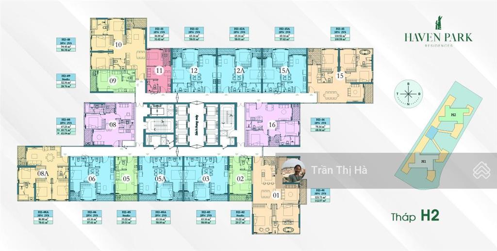 Bán căn hộ h2.2x08a haven park 78,52m², view biệt thự đảo, 3 mặt thoáng, đang cho thuê