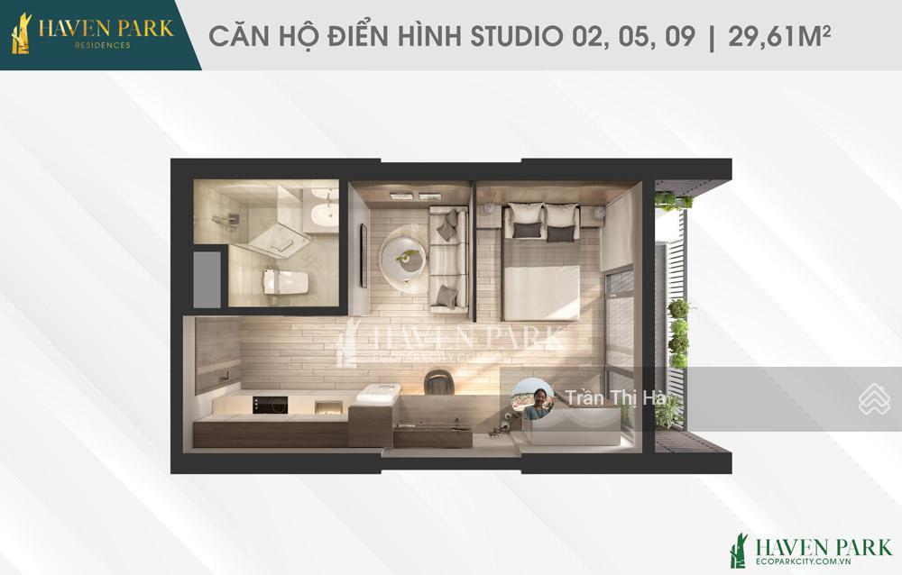 Bán gấp studio haven park h23902 tầng 39, view biệt thự đảo, ban công đông nam, nội thất đẹp