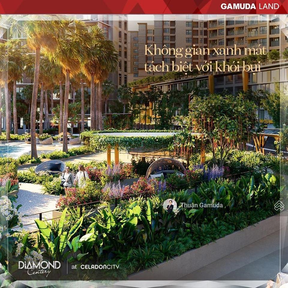 Bán căn 2pn tầng trệt dt 96m2 giá 8,2 tỷ (tặng ô đậu xe hơi)  diamond centery celadon city