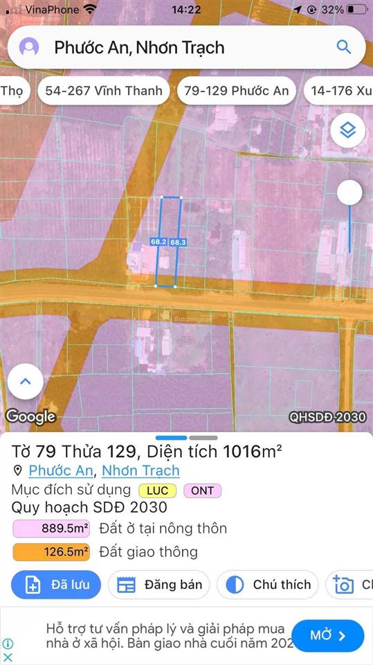 Bán đất mt hùng vương 15x68m (100m2 tc) giá 16,3 tỷ