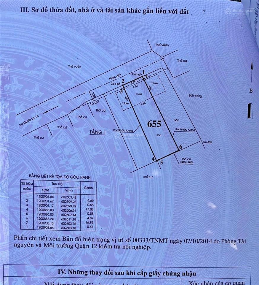 Ban lô đất cực đẹp đương vườn lài đông quận 12dien tich 4,6 nở hậu 5,4 x 25 gia 4,6 th