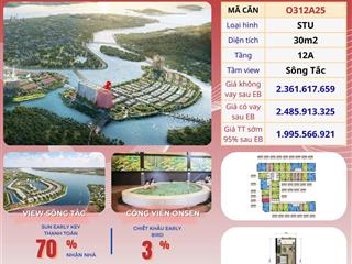 Căn studio onsen3 chuẩn nhật 30m2 view sông tắc  tầng 12 đón trọn bình minh tt 70% nhận nhà ngay