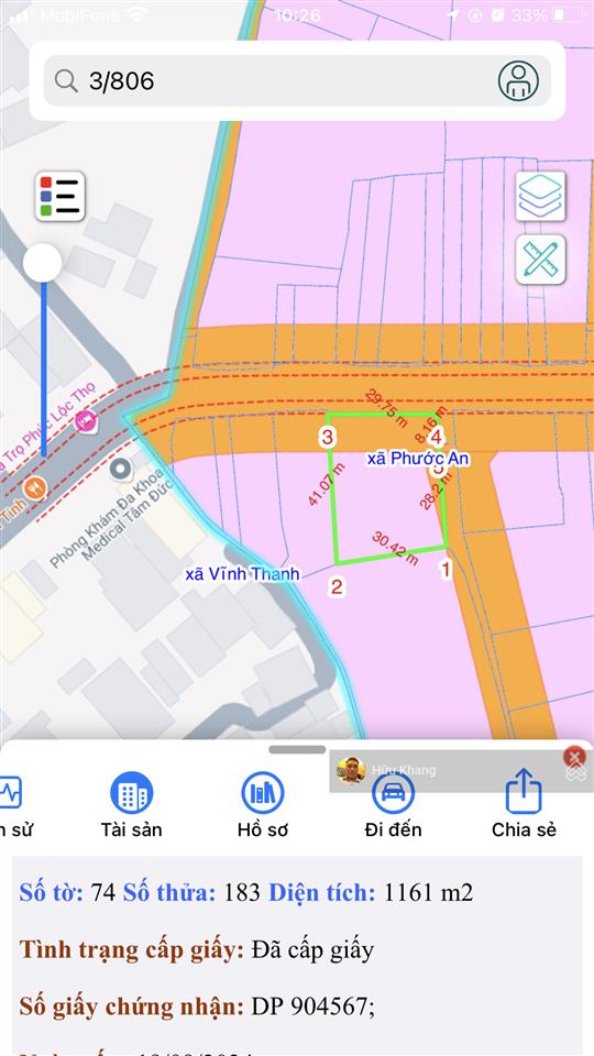 Góc hai mặt tiền đường hùng vương  phước an  dt 1161m2 tc 300m2  kinh doanh thuận tiện