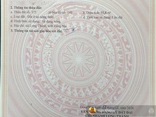 Xã long thành gần ngay dt769  gần ngay 248ha đấu giá  dt 95.6m2 tc full  bán nhanh 1.8ty có bớt