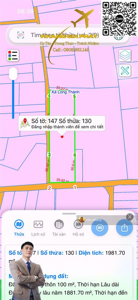 Thích hợp tách thửa nhỏ xã long thành góc hai mặt tiền dt 1981m2 tc 100m2 sát bên stc long thành