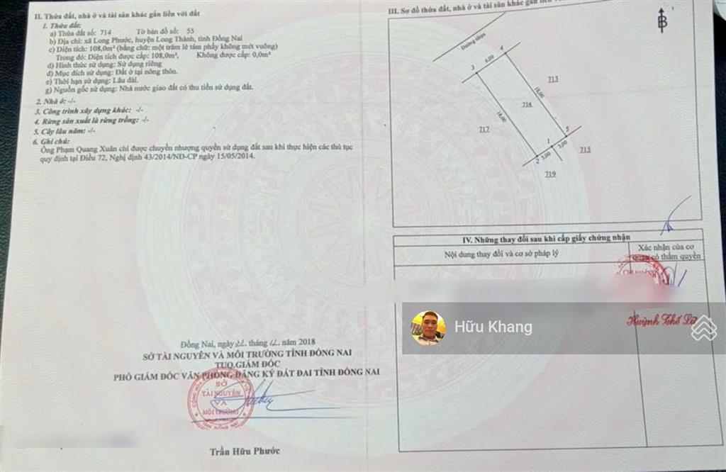 Bán đất long phước  long thành, ngang 6x18m sổ sẵn  tc 100% đường nhựa 6m, giá ngộp