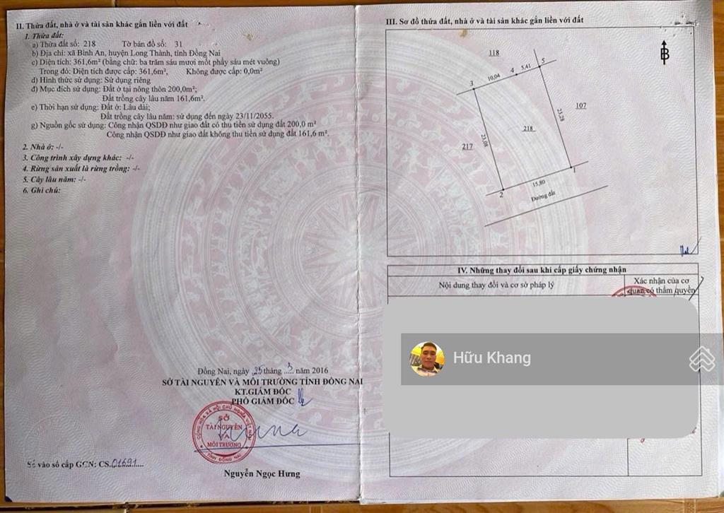 Bình an ngang 15,08mx23,28m tc 200m đường thông 6m, gần ngay dt769  sân bay lt  giá ngộp 3,6tỷ lt