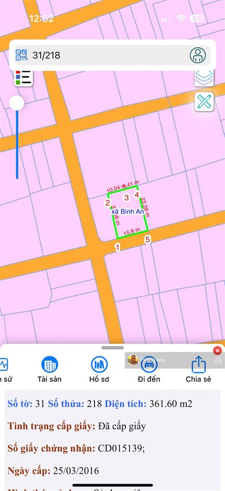 Bình an ngang 15,08mx23,28m tc 200m đường thông 6m, gần ngay dt769  sân bay lt  giá ngộp 3,6tỷ lt