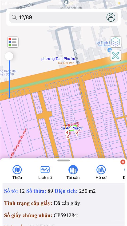 Chính chủ bán đất an phước  một sẹc đường phùng hưng  dt 250m2 tc 240m2 sổ riêng đường 8m