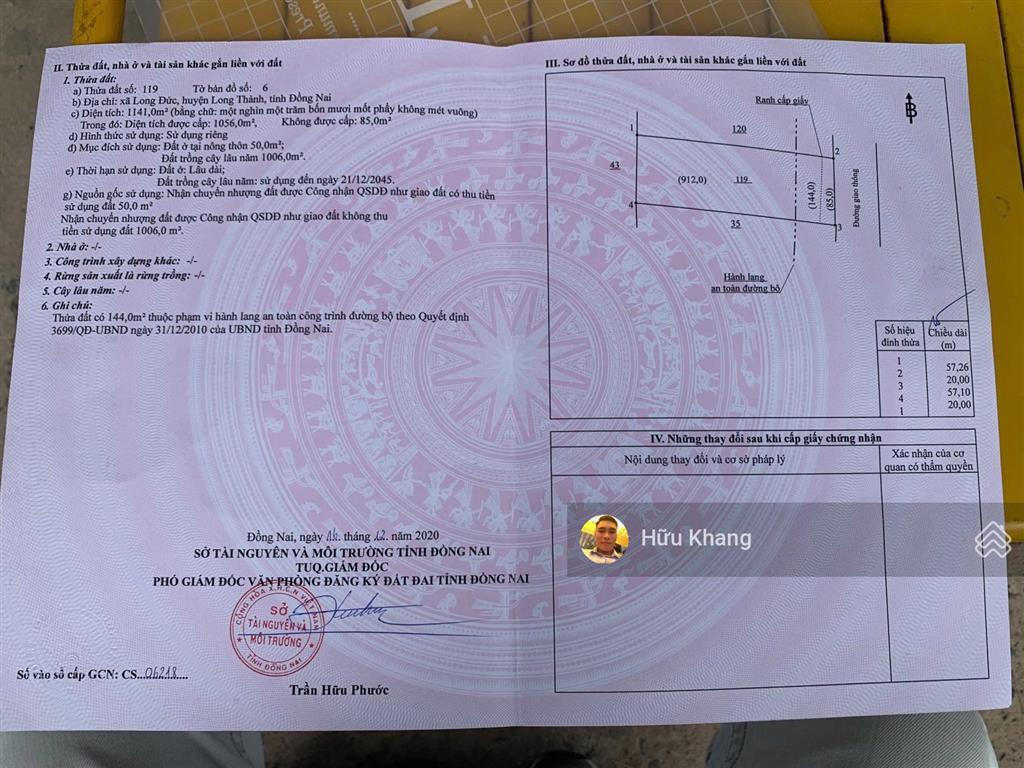 Ngộp! 1141m2 ngang 20m2 mặt tiền kinh doanh long đức  gần ngày tdc sân bay  kcn lộc an  bình sơn