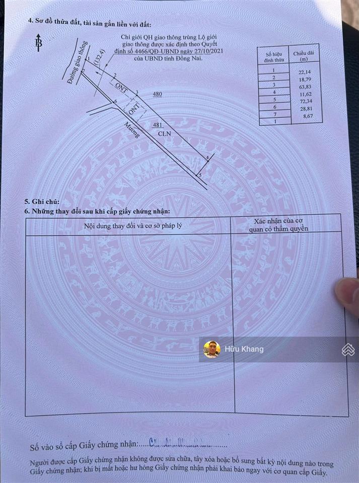 Xã long thành sát ngay stc dt 1285m2 tc 200m2  mặt tiền nhựa chính cách dt769 chỉ 80m  hàng hiếm