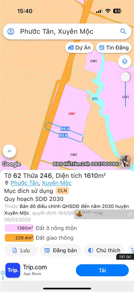 Xã phước tân 1600m2 tc 100m2  đường nhựa 1/328 gần ngay hồ bà tô  sổ riêng giá ngộp thiện chí bán
