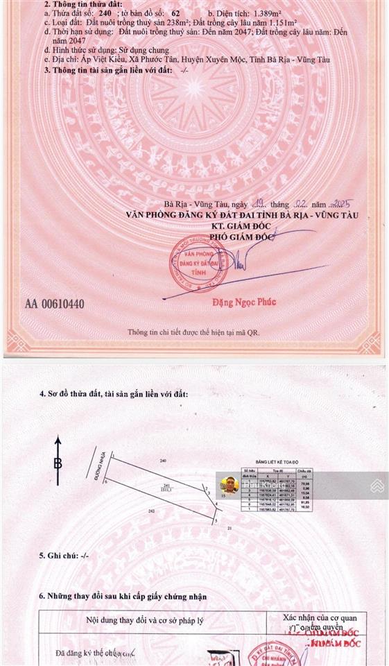 Xã hồ tràm dt 1600m2 có tc 100m2 đường nhựa ngay gần hồ bà tô. bán gấp giá ngộp 4.2ty thương lượng