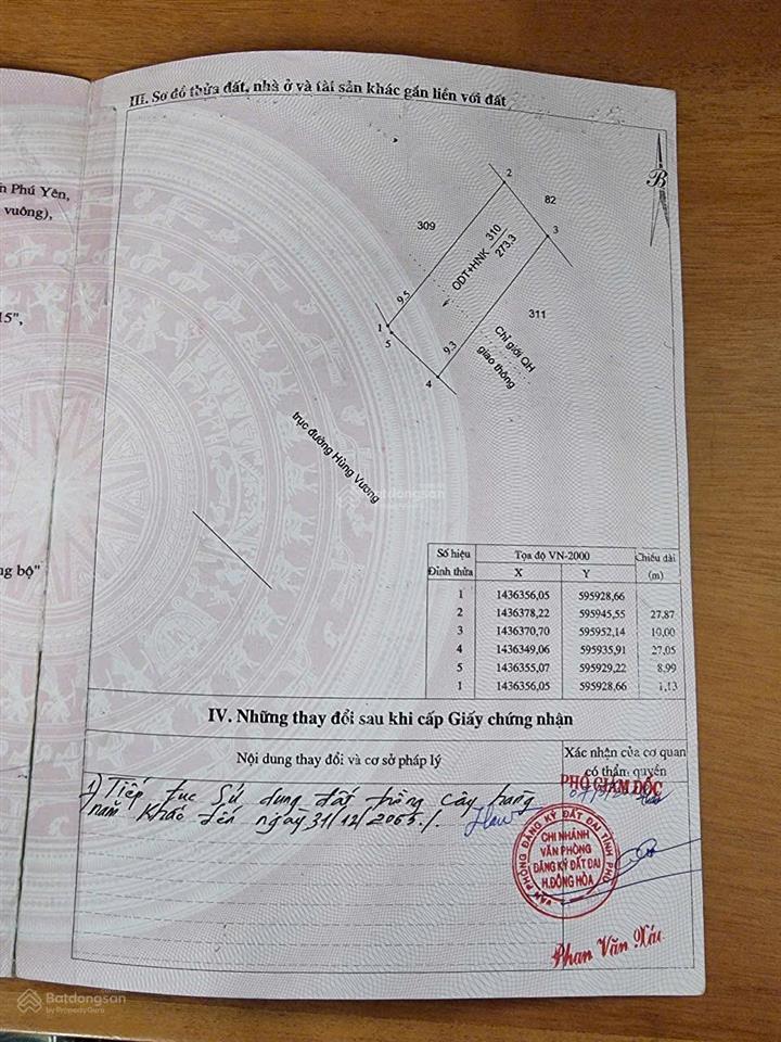 Bán đất mặt đường hùng vương, hòa hiệp trung, phú yên,  0916 681 ***