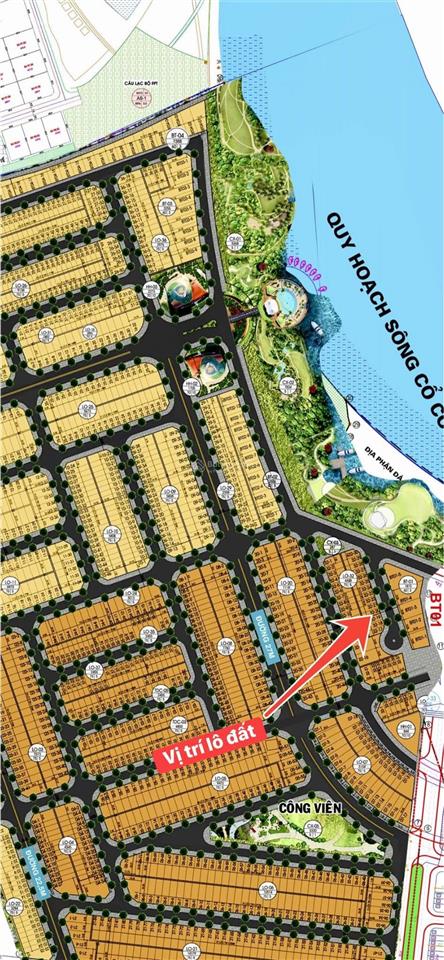 Lô 105m2 đối diện block biệt thự kề sông chỉ 3 tỷ (rẻ nhất kđt)