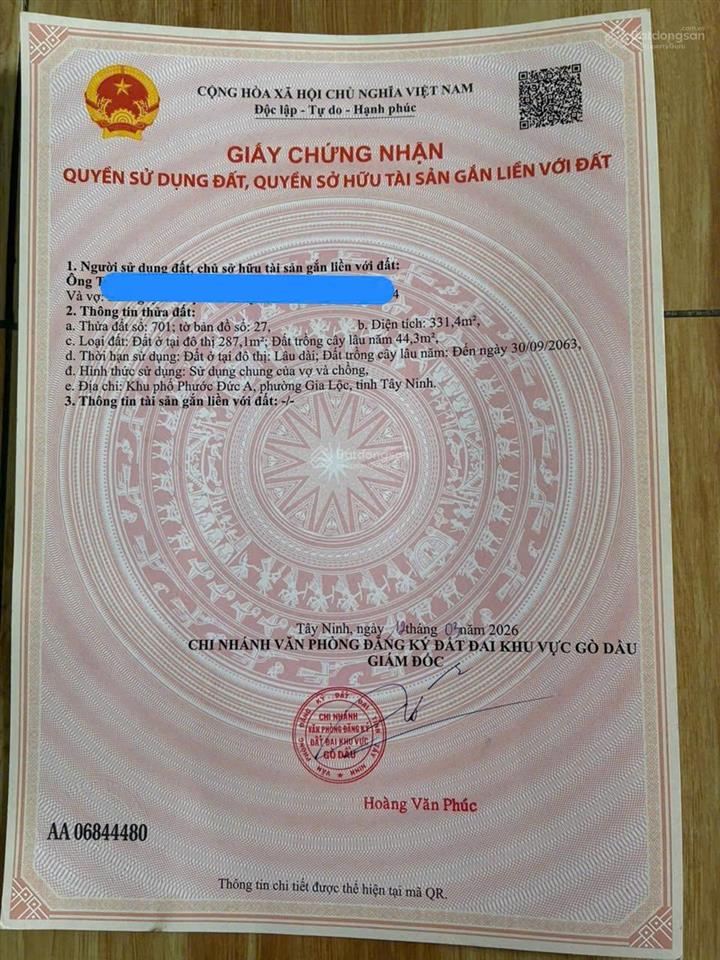 Siêu hiếm, siêu hot, khu phố phước đức a, đường đt 782, phường gia lộc, 331m2 (odt), shr, 750tr