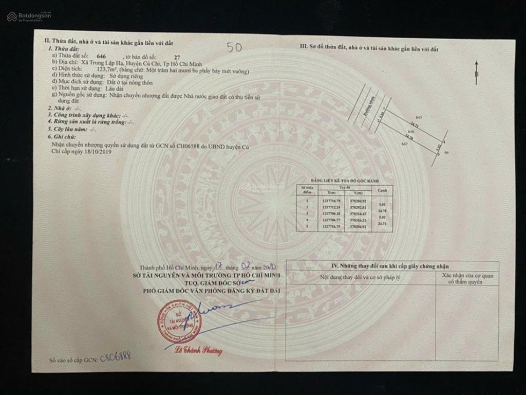 Đất nằm sát mt hương lộ 2, xã trung lập hạ, 123m², shr, 1 tỷ 015