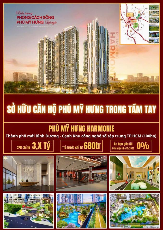 BÁN CĂN HỘ HARMONIE PHÚ MỸ HƯNG 3PN chỉ từ 4,699 tỷ all in - Trả trước từ ~940tr (3PN có