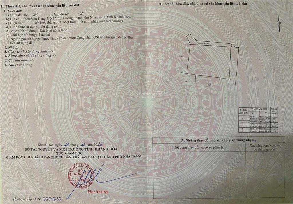Bán đất vĩnh lương, nha trang, khánh hòa, 2,5 tỷ, 109,1 m2
