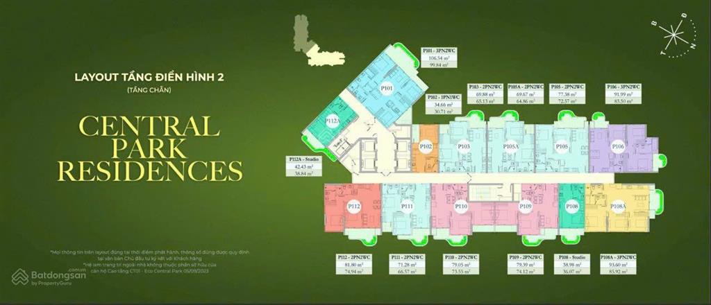 Bán căn studio  02 tòa p1  tầng 1518  diện tích 30,7m2  chung cư central park ressidences