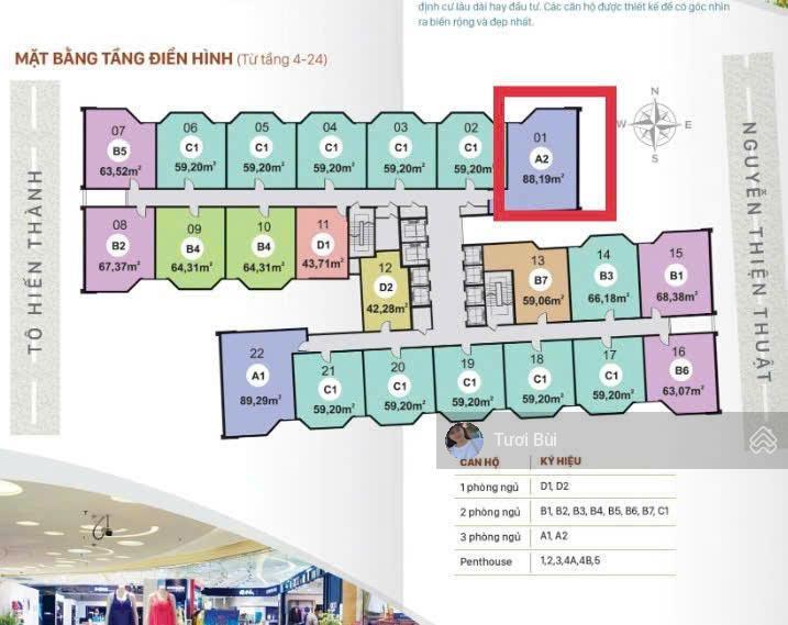 Siêu hiếm hui buiding 04 nguyễn thiện thuật, căn góc 3 mặt thoáng, 3 phòng ngủ, rộng tới 90m2